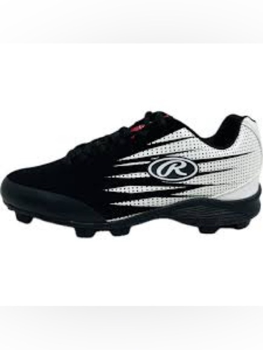 Rawlings Gamer Black Baseball Cleats with Red Tongue Accents